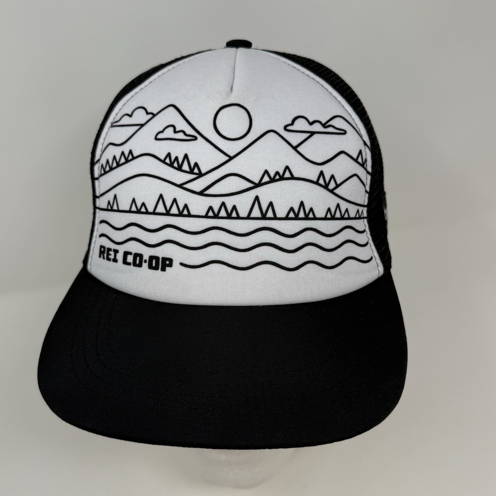 REI Co-Op‎ Hat Cap Adult Snap Back Black White Outdoors Trucker Preppy